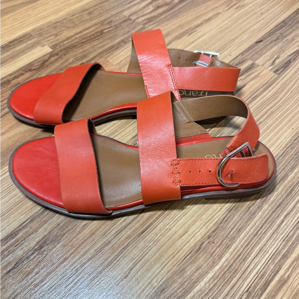 Franco Sarto Women’s Orange Strappy Leather Sandals, Sz 8 1/2